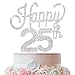 LINGTEER Happy 25th Birthday Silver Rhinestone Cake Topper Cheers to 25th Birthday 25 Years Old Anniversary Party Cake Centerpieces Topper Decorations Gift Sign - Image 4