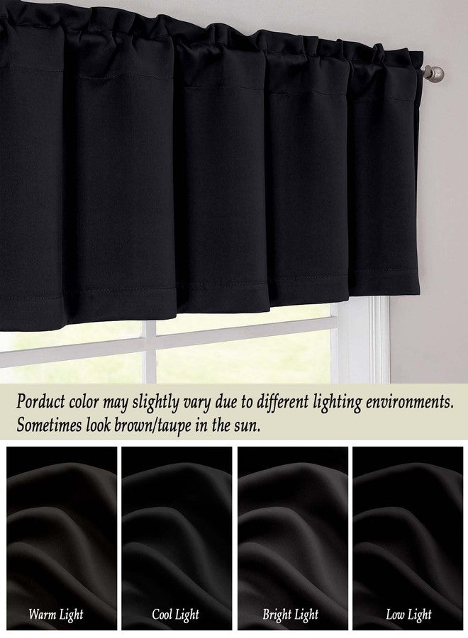 Simplebrand Black Valance for Windows, Short Blackout Curtains for Kitchen/Small Windows with Rod Pocket，Thermal Insulated Solid Curtain Valance, Each 60Wx14L Inches, 1 Piece - Image 5