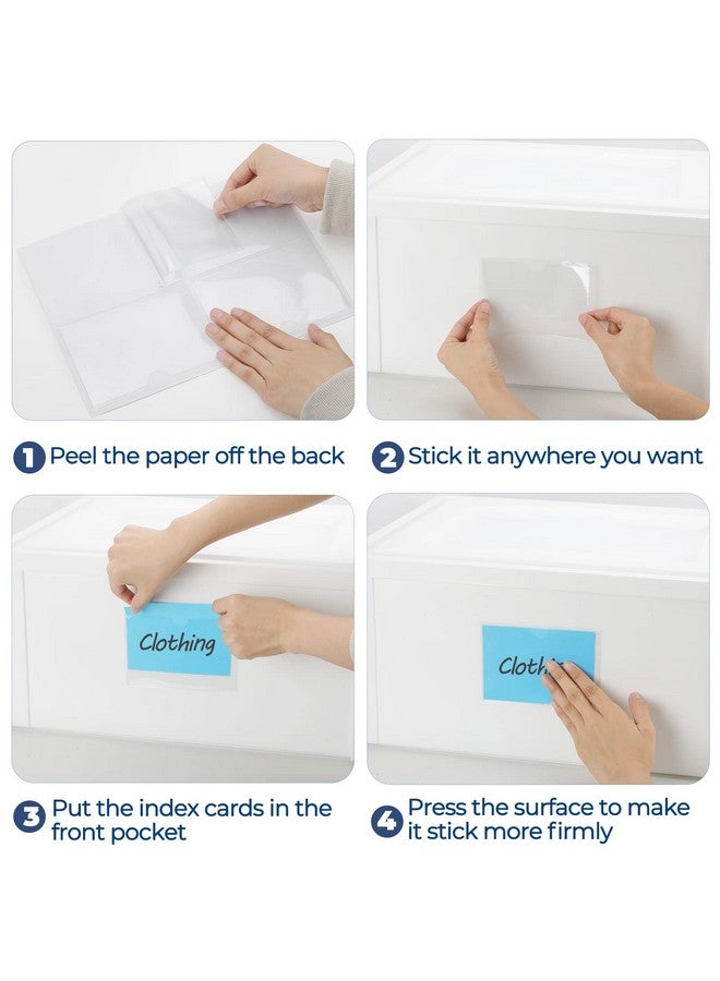MaxGear 52 Pack Index Card Pockets With Top Open Adhesive Pockets Plastic Label Holder For Note Cards And Library Cards Adhesive Label Pockets For 3 X 5 Index Cards Adhesive Index Card Holder  - Image 5