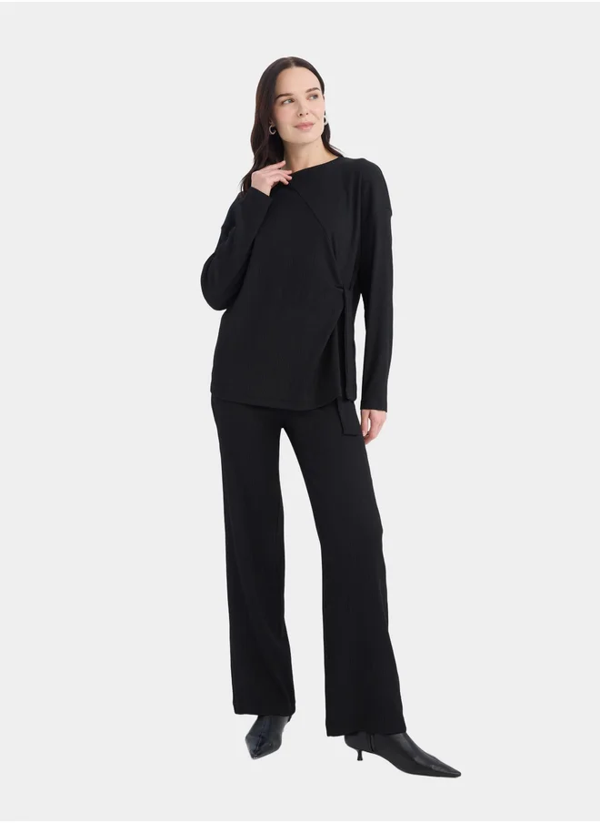 DeFacto DeFacto Women Black Wide Leg Flexible Pant