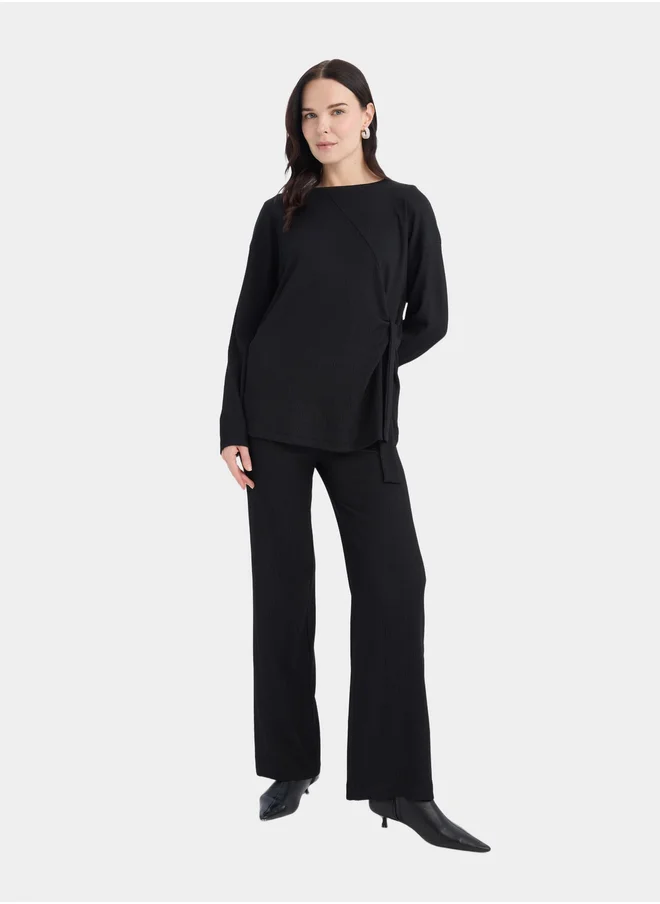 DeFacto DeFacto Women Black Wide Leg Flexible Pant