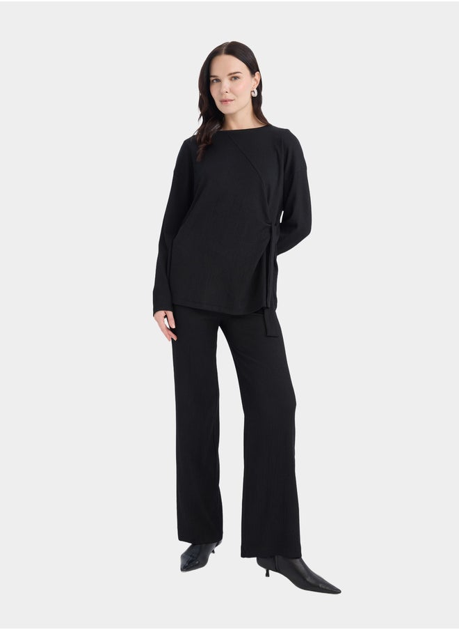 DeFacto DeFacto Women Black Wide Leg Flexible Pant  - Image 2