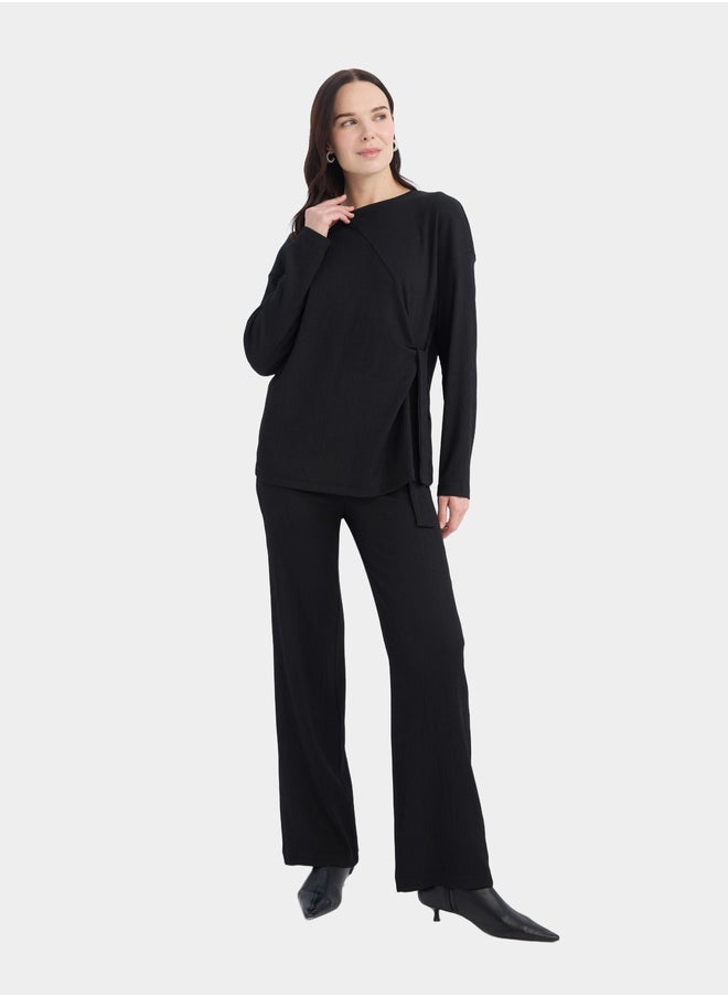 DeFacto DeFacto Women Black Wide Leg Flexible Pant  - Image 5