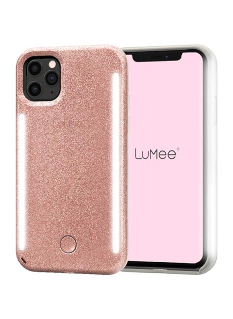 LuMee Duo by - Light Up Case for iPhone 11 Pro Max - Dual Light Up Selfie Case - Front & Rear Illumination - Rose Glitter