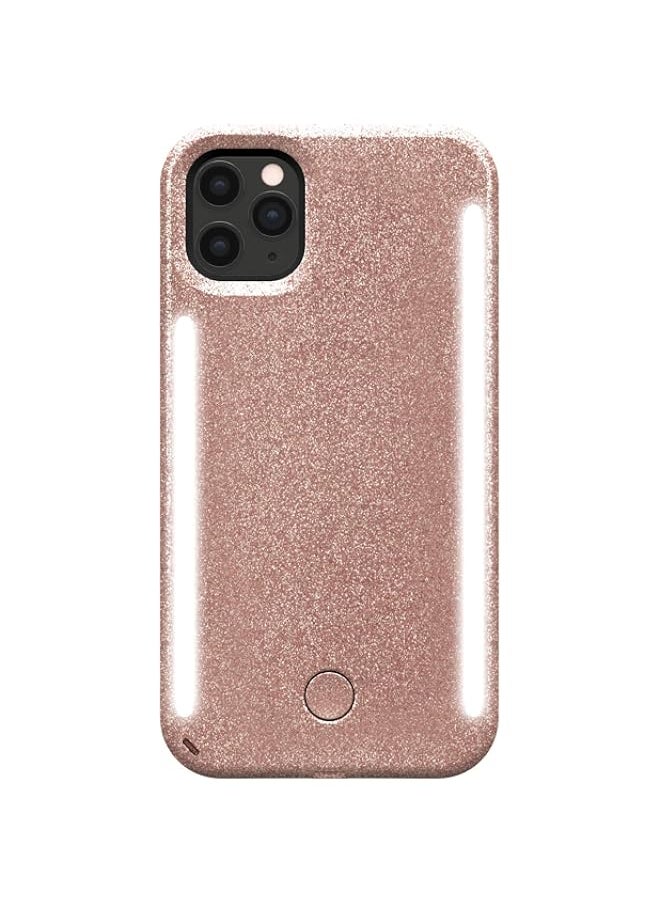 LuMee Duo by - Light Up Case for iPhone 11 Pro Max - Dual Light Up Selfie Case - Front & Rear Illumination - Rose Glitter
