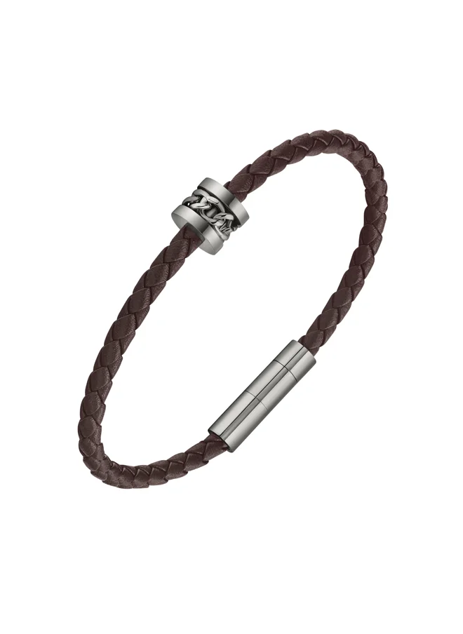 POLICE Fetter Bracelet For Men Stainless Steel With Brown LeatherPEAGB0005225