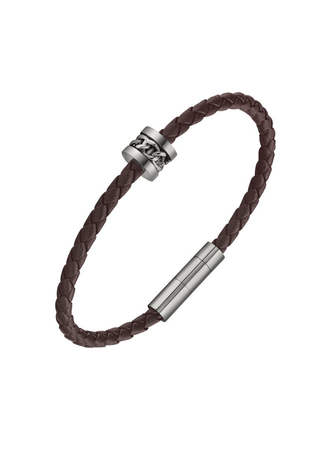 POLICE Fetter Bracelet For Men Stainless Steel With Brown LeatherPEAGB0005225  - Image 1