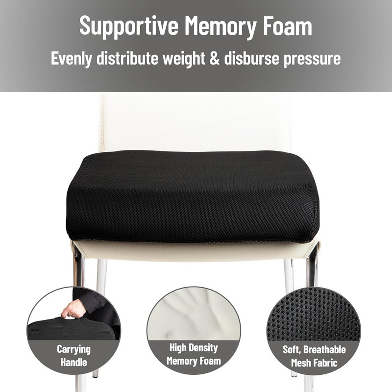 Mind Reader MEMGEL-BLK Large Carry Handle and Anti Slip Bottom Memory Foam Seat, Perfect for Office Wheelchair Cushions, Removable and Washable Cover, Back Pain Relief, Black, CHAIR CUSH - Image 5