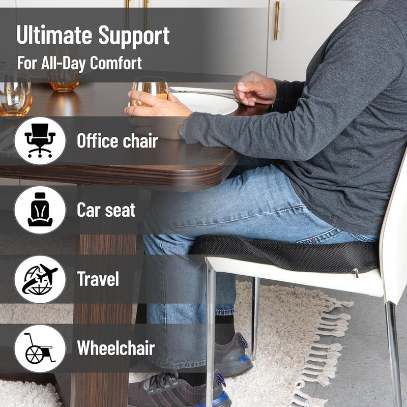 Mind Reader MEMGEL-BLK Large Carry Handle and Anti Slip Bottom Memory Foam Seat, Perfect for Office Wheelchair Cushions, Removable and Washable Cover, Back Pain Relief, Black, CHAIR CUSH - Image 4