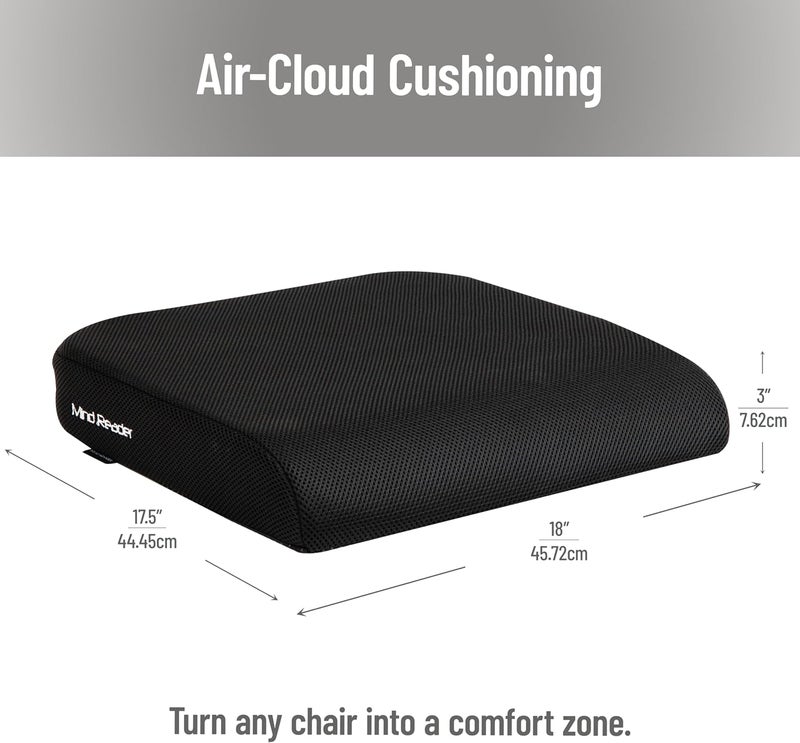 Mind Reader MEMGEL-BLK Large Carry Handle and Anti Slip Bottom Memory Foam Seat, Perfect for Office Wheelchair Cushions, Removable and Washable Cover, Back Pain Relief, Black, CHAIR CUSH - Image 3