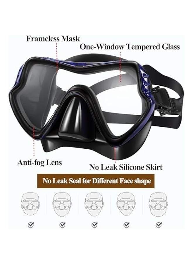 Generic Snorkel Mask Set Snorkeling Gear Dry Snorkel Set and Mask Kids Adults Anti Fog 180 Degree Seaview with Mesh Bag, Scuba Diving Swimming Training Equipment Men Women - Image 4