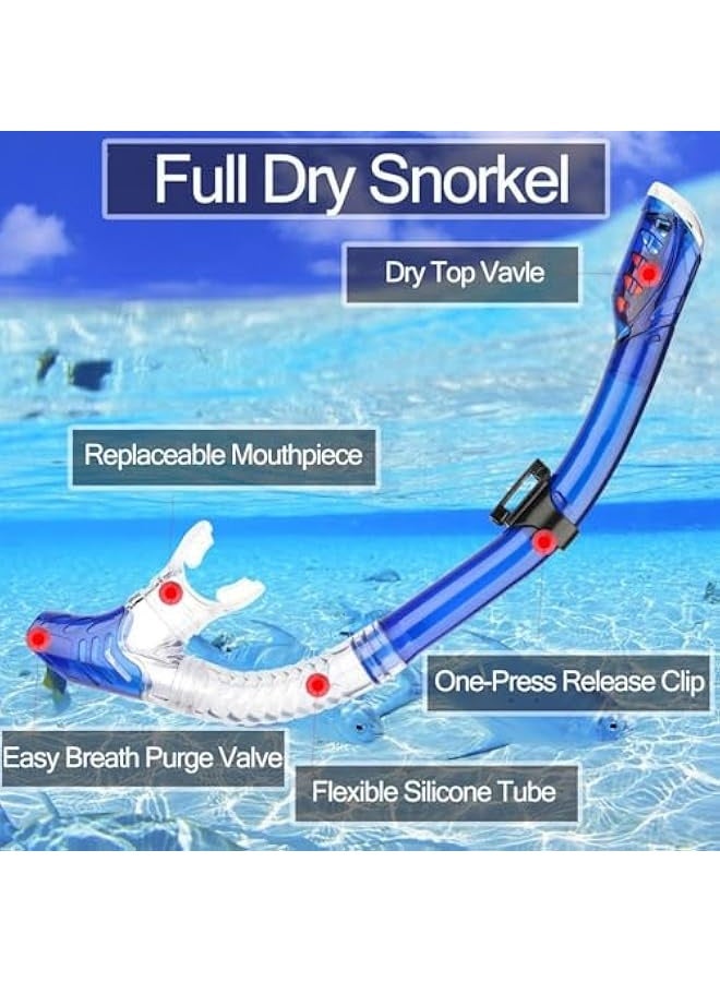 Generic Snorkel Mask Set Snorkeling Gear Dry Snorkel Set and Mask Kids Adults Anti Fog 180 Degree Seaview with Mesh Bag, Scuba Diving Swimming Training Equipment Men Women - Image 3