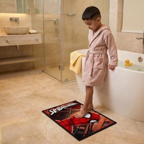 Athom Living Premium Anti Slip Printed Kids Bathmat, Durable Nylon Fabric, Soft Texture, Easy to Clean, Stylish Home Decor Mat for Doorway & Kids Room, 37x57 cm, Multicolor (Spiderman) - Image 4