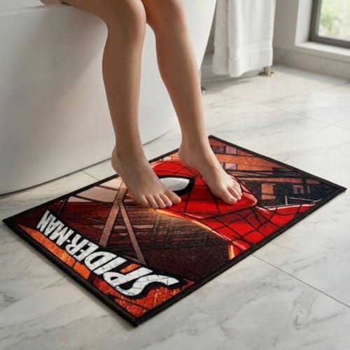 Athom Living Premium Anti Slip Printed Kids Bathmat, Durable Nylon Fabric, Soft Texture, Easy to Clean, Stylish Home Decor Mat for Doorway & Kids Room, 37x57 cm, Multicolor (Spiderman) - Image 3