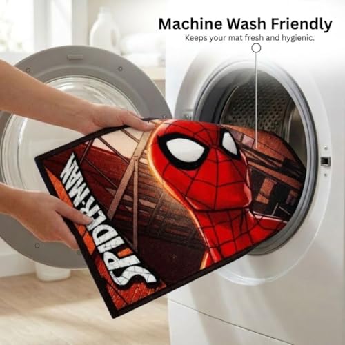 Athom Living Premium Anti Slip Printed Kids Bathmat, Durable Nylon Fabric, Soft Texture, Easy to Clean, Stylish Home Decor Mat for Doorway & Kids Room, 37x57 cm, Multicolor (Spiderman) - Image 5