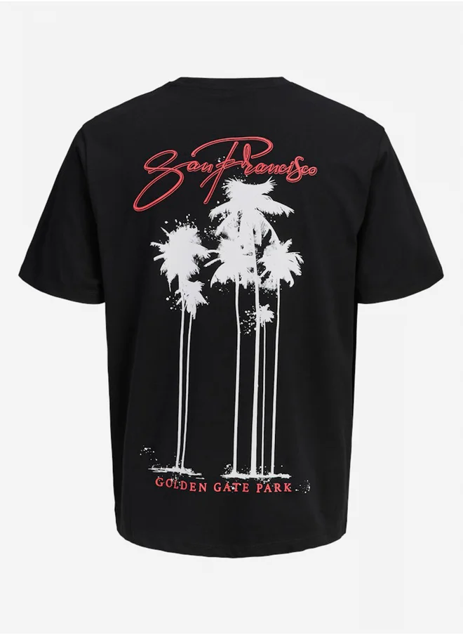 JACK & JONES Graphic Print Round Neck T-Shirt