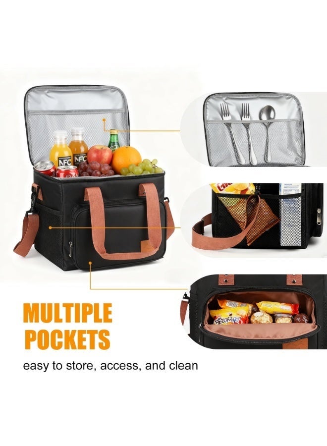 فالمر حقيبة غداء معزولة سعة 16 لترًا للنساء والرجال - حقيبة تبريد أكسفورد قابلة لإعادة الاستخدام ومقاومة للماء - بطانة من رقائق الألومنيوم الآمنة غذائيًا - تتسع لما يصل إلى 20 زجاجة سعة 330 مل - حقيبة حرارية للعمل والمدرسة والسفر والأنشطة الخارجية - Image 3