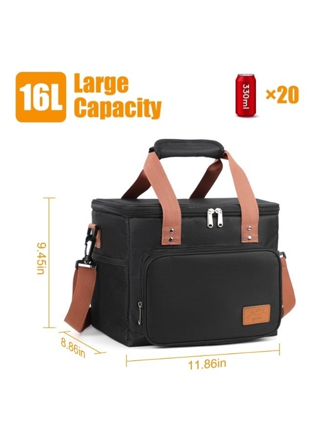 فالمر حقيبة غداء معزولة سعة 16 لترًا للنساء والرجال - حقيبة تبريد أكسفورد قابلة لإعادة الاستخدام ومقاومة للماء - بطانة من رقائق الألومنيوم الآمنة غذائيًا - تتسع لما يصل إلى 20 زجاجة سعة 330 مل - حقيبة حرارية للعمل والمدرسة والسفر والأنشطة الخارجية - Image 2