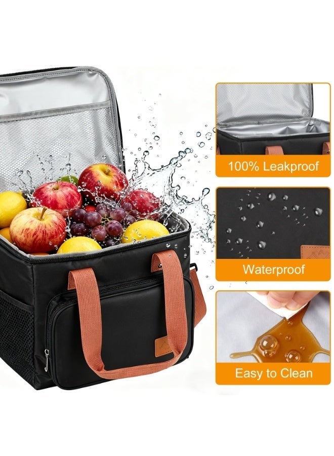 فالمر حقيبة غداء معزولة سعة 16 لترًا للنساء والرجال - حقيبة تبريد أكسفورد قابلة لإعادة الاستخدام ومقاومة للماء - بطانة من رقائق الألومنيوم الآمنة غذائيًا - تتسع لما يصل إلى 20 زجاجة سعة 330 مل - حقيبة حرارية للعمل والمدرسة والسفر والأنشطة الخارجية - Image 4