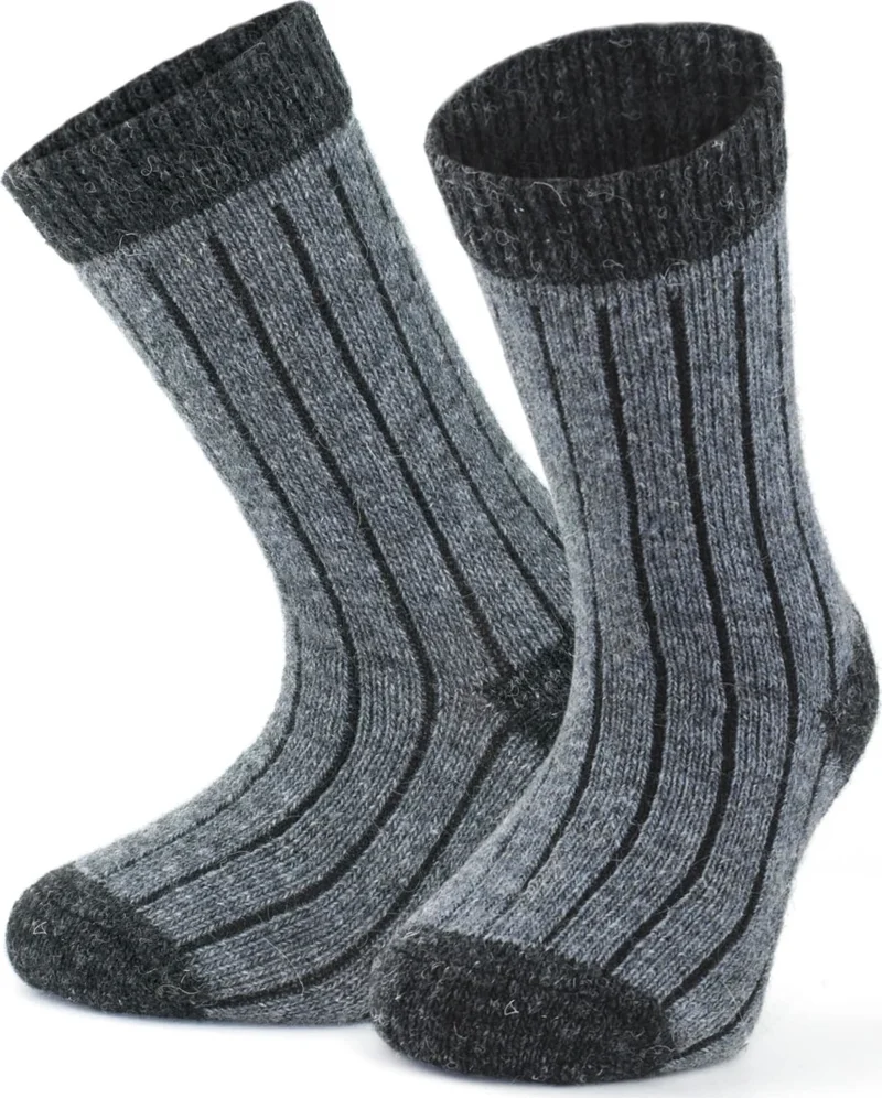 Gowith Natural Alpaca Wool Anthracite Gray Soft Wool Winter Children's Socks 2 Pairs