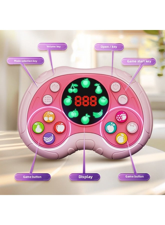 Loquat Stress Relief Quick Push Fruit Match-3 Game Machine Hole Drilling Pioneer Children's Toy Intelligent Development Hand-eye Coordination-Color:Press Xiaole-Fruit Version 【Light Pink】 Battery Version - Image 5