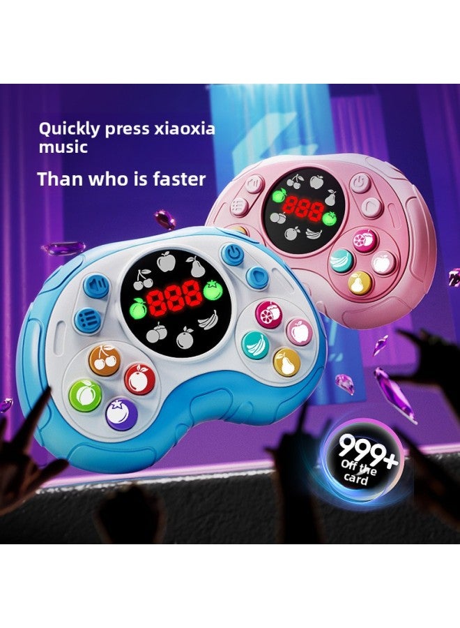 Loquat Stress Relief Quick Push Fruit Match-3 Game Machine Hole Drilling Pioneer Children's Toy Intelligent Development Hand-eye Coordination-Color:Press Xiaole-Fruit Version 【Light Pink】 Battery Version - Image 2