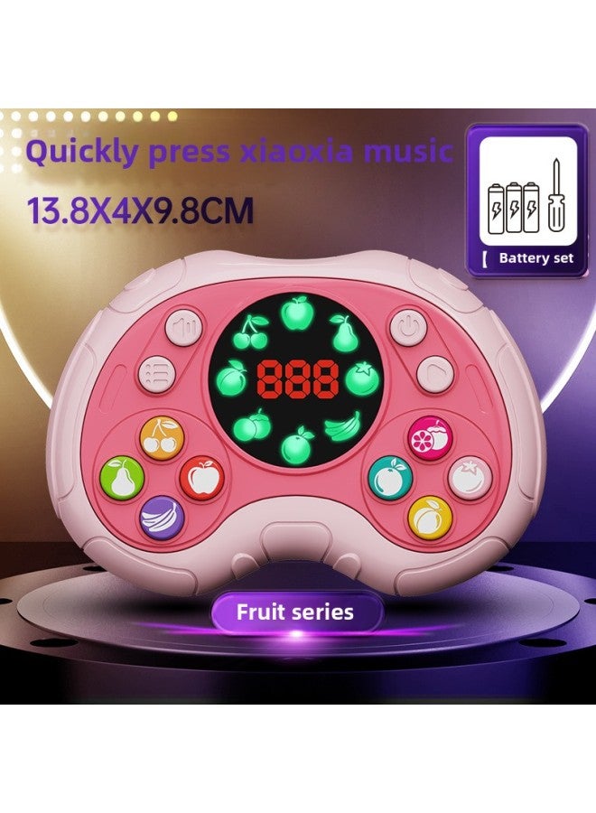 Loquat Stress Relief Quick Push Fruit Match-3 Game Machine Hole Drilling Pioneer Children's Toy Intelligent Development Hand-eye Coordination-Color:Press Xiaole-Fruit Version 【Light Pink】 Battery Version - Image 1