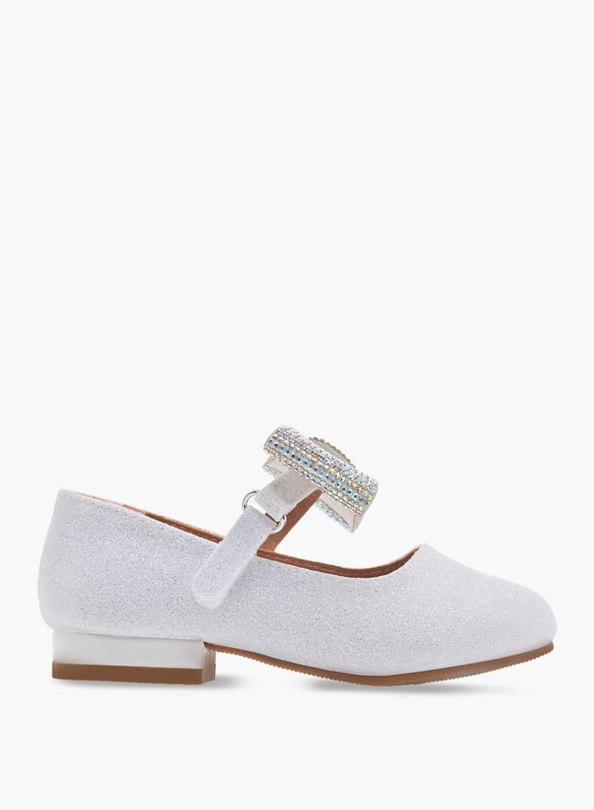 Flora Bella By Shoexpress Girls Floral Bella Bow Embellished Ballerina Shoes with Hook and Loop Closure  - Image 3