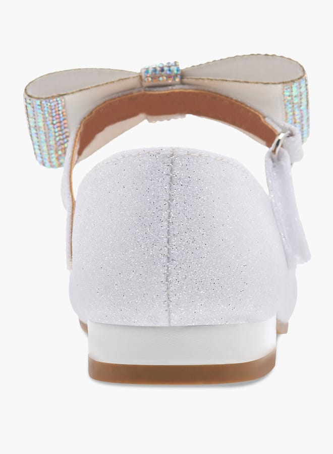 Flora Bella By Shoexpress Girls Floral Bella Bow Embellished Ballerina Shoes with Hook and Loop Closure  - Image 5