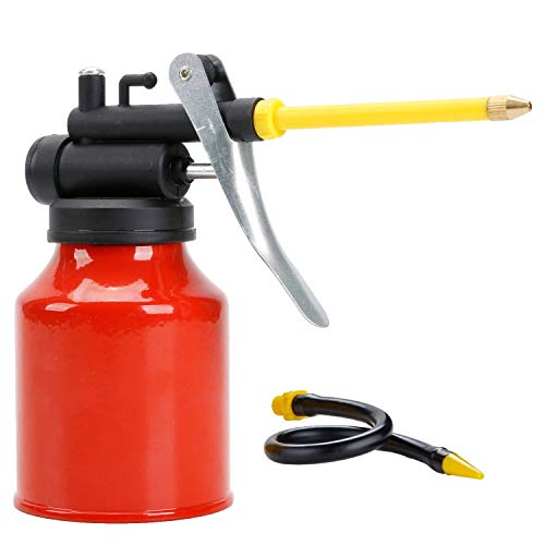Asabocai 250ml Hand Oil Can, Pump Oiler Can with 2 Spouts Straight & Flexible - Image 1