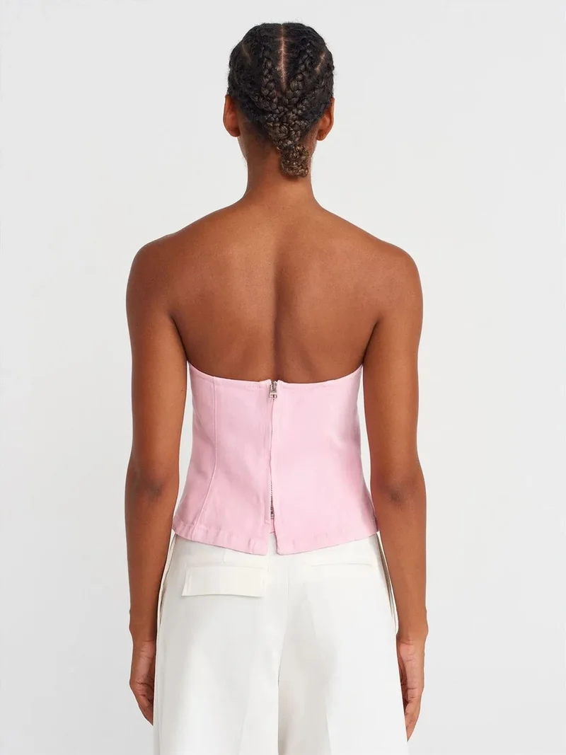ديلفين Dilvin Strapless Fitted Peplum Blouse