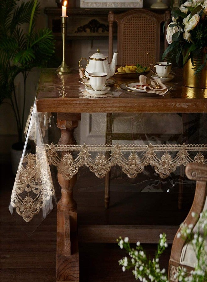 ARTABLE PVC Rectangle Tablecloth Vinyl with Exquisite Macrame Border for Home Kitchen Holidays Party Decoration (Champagne, 60 x 120 Inch) - Image 3