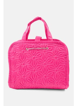 French Connection 2 Pieces Brand Logo Cosmetic Bag Set, Pink  - Image 1