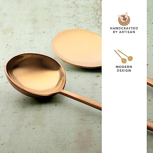 Ellementry Enigma Gold Serving Set of 2 Premium Stainless Steel Ladle & Serving Spoon Set, Food Grade Gold-Plated Tableware for Rice, Pasta, Subzi, Curry Handcrafted Luxury Serveware - Image 3