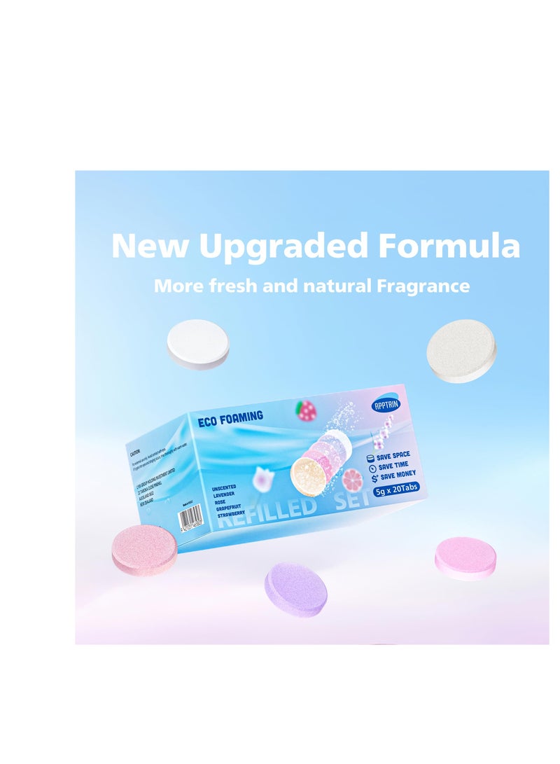 Foaming Hand Soap Refills Tablets, 20 Pack Sustainable Soap Tablets for Hand Wash, Makes 20 x 8.7 fl oz, Eco-Friendly Hand Wash Pods, Variety Fragrance Foam Soap for Foaming Hand Soap Dispenser