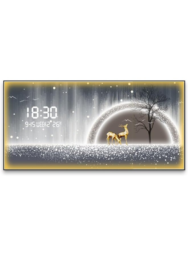 Bliss Vie BLISS VIE Crystal Porcelain Wall Painting with Digital Wall Clock luxury high end Modern decorative, stylish, with aluminium alloy frame for living room bedroom hotel restaurant (Abstract with LED)  - Image 1