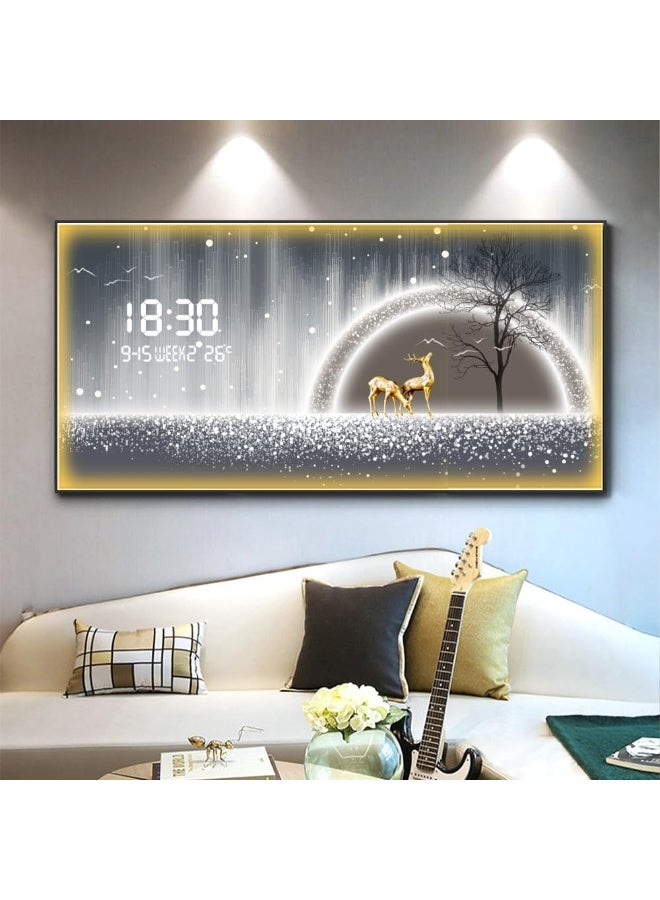 Bliss Vie BLISS VIE Crystal Porcelain Wall Painting with Digital Wall Clock luxury high end Modern decorative, stylish, with aluminium alloy frame for living room bedroom hotel restaurant (Abstract with LED)  - Image 4