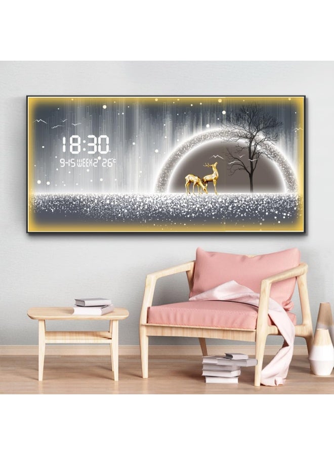 Bliss Vie BLISS VIE Crystal Porcelain Wall Painting with Digital Wall Clock luxury high end Modern decorative, stylish, with aluminium alloy frame for living room bedroom hotel restaurant (Abstract with LED)  - Image 3