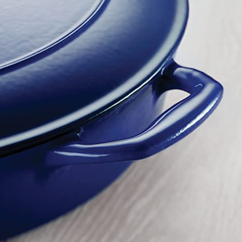 Enameled Cast Iron Braiser 4 Quart Capacity Non-stick Braiser Pot With Lid Blue. - Image 5