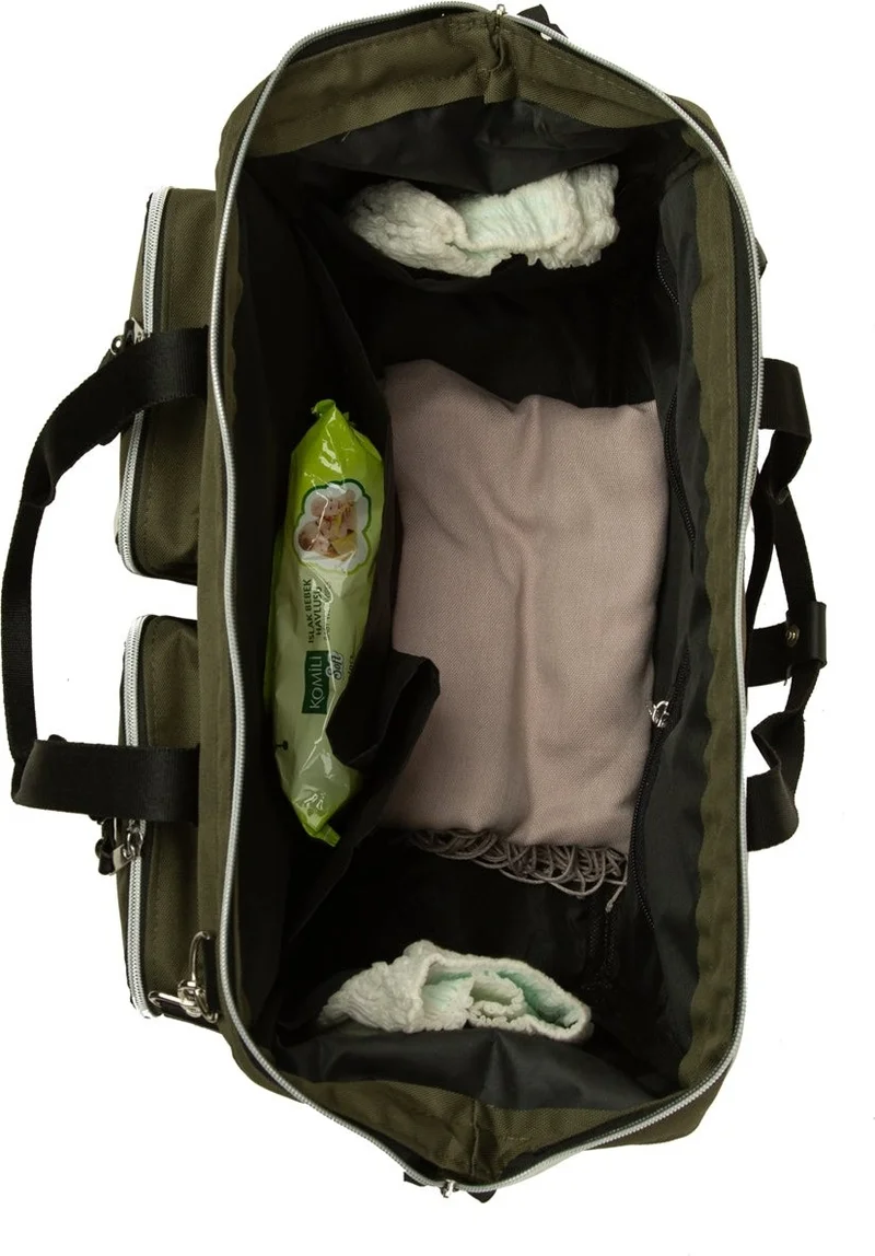 باجموري Khaki Shoulder Double Pocket Mother Baby Bag