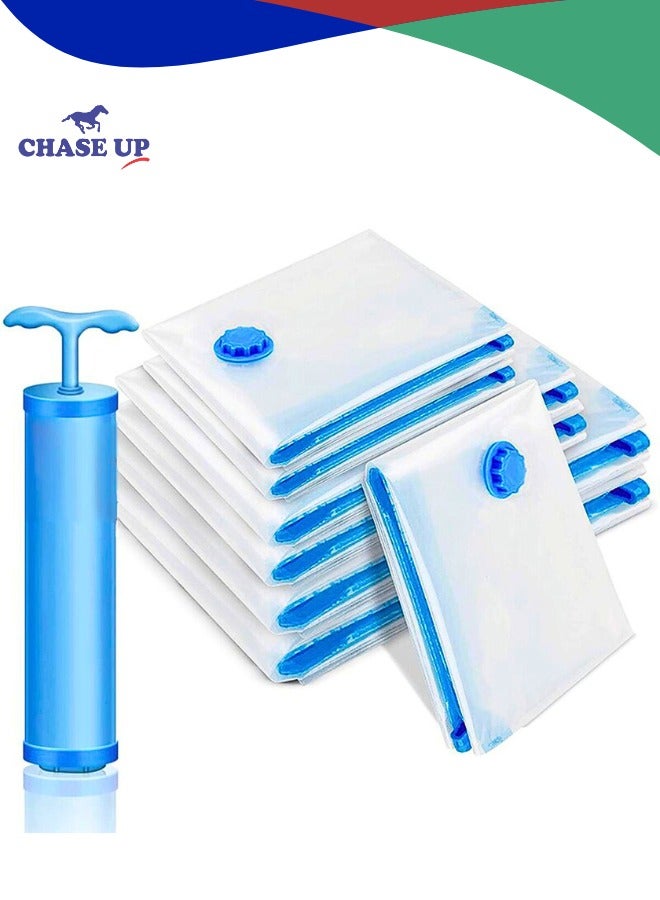 Chase Up Vacuum Storage Bags 70 x 100cm, 6 Pack Space Saver Bags With Suction Pump, Reusable Compression Bags Space Saver, Vacuum Bag for Packing,Clothes, Bedding, Travel - Image 1