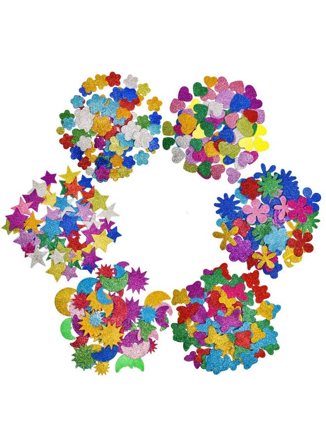 أي كامو [6 عبوات] ملصقات حروف إسفنجية لامعة ونجوم إسفنجية على شكل قلب ذاتية اللصق ملصقات يومية ملونة ثلاثية الأبعاد للأطفال ألعاب إبداعية يمكنك صنعها بنفسك لبطاقات القصاصات بألوان مختلطة متنوعة. - Image 1