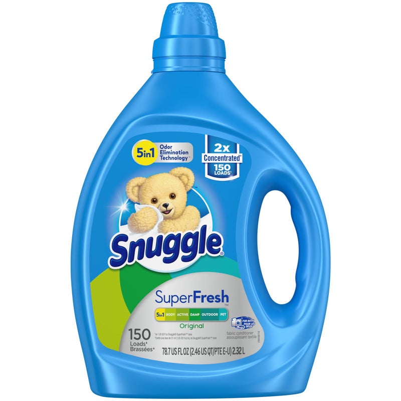 Snuggle Liquid Fabric Softener, SuperFresh Original, Eliminates Tough Odors, 2X Concentrated, 150 Loads - Image 1