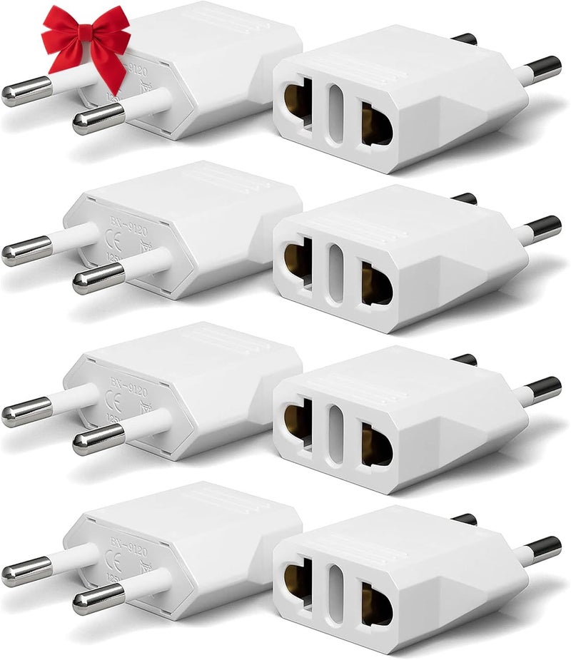 Unidapt European Plug Adapter, US to Europe Adapters, 8 Pack European Type C Adaptors, 110V to 220V Wall Outlet, Travel Power Plugs for EU/Asia Socket, Europe Pin Converter (White) - Image 1