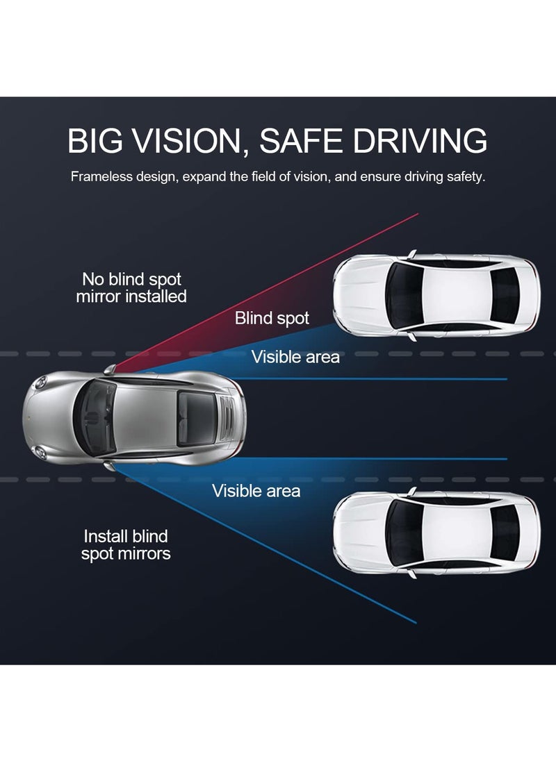 Car Blind Spot Mirror, HD Convex Glass Angle Adjustable for Side Rearview Mirrors, Small Round Mirror, Fan Shaped Frameless Rotatable Wide Angle, for SUV, Truck, Vehicles Reversing (2PCS)