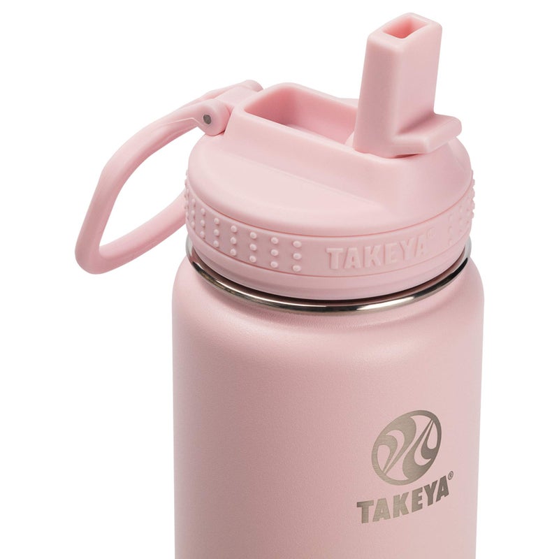 Takeya Actives Water Bottle with Straw Lid - Bottle with Double Stainless Steel Insulation - Dishwasher Safe & BPA-Free - Bottle with Straw Lid & Removable Bumper - 22 oz, Blush - Image 2