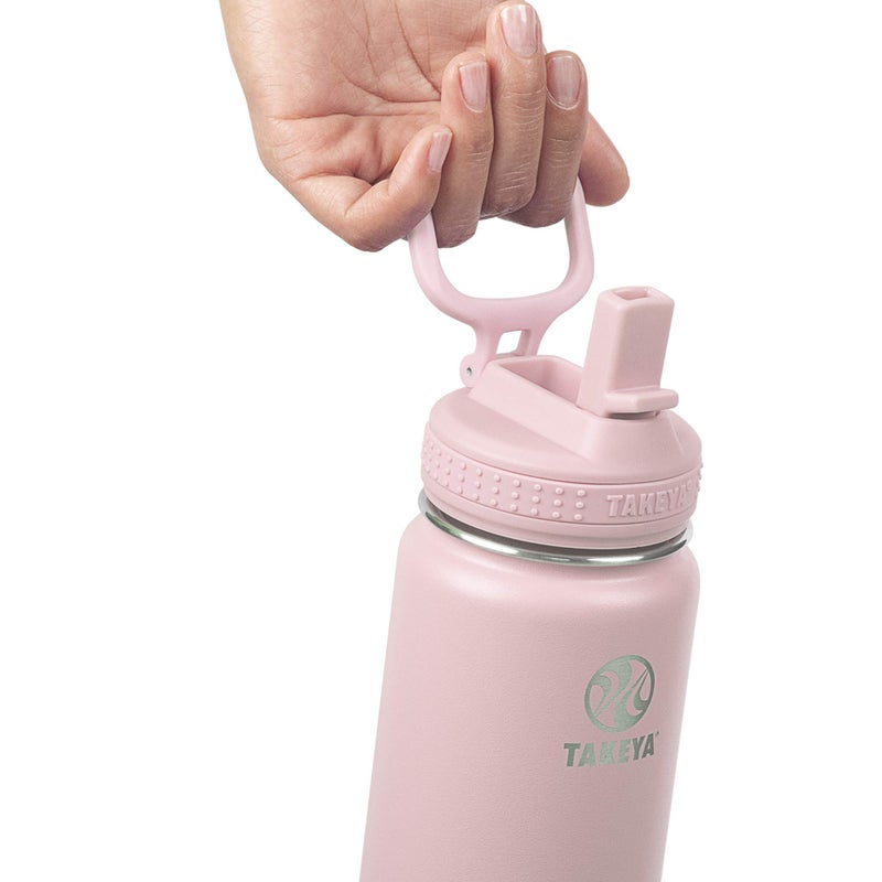 Takeya Actives Water Bottle with Straw Lid - Bottle with Double Stainless Steel Insulation - Dishwasher Safe & BPA-Free - Bottle with Straw Lid & Removable Bumper - 22 oz, Blush - Image 3