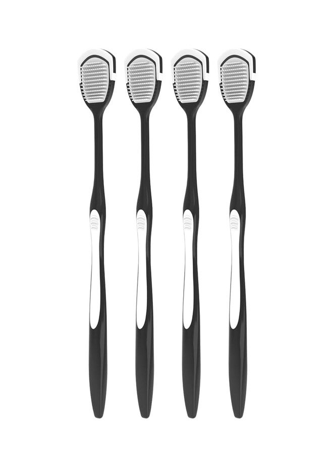 DR PERFECT Soft Tongue Brush Scraper Cleaner Helps Fight Bad Breath Clean Your Tongue Without Hurt Pack Of 4 (Black) - Image 5