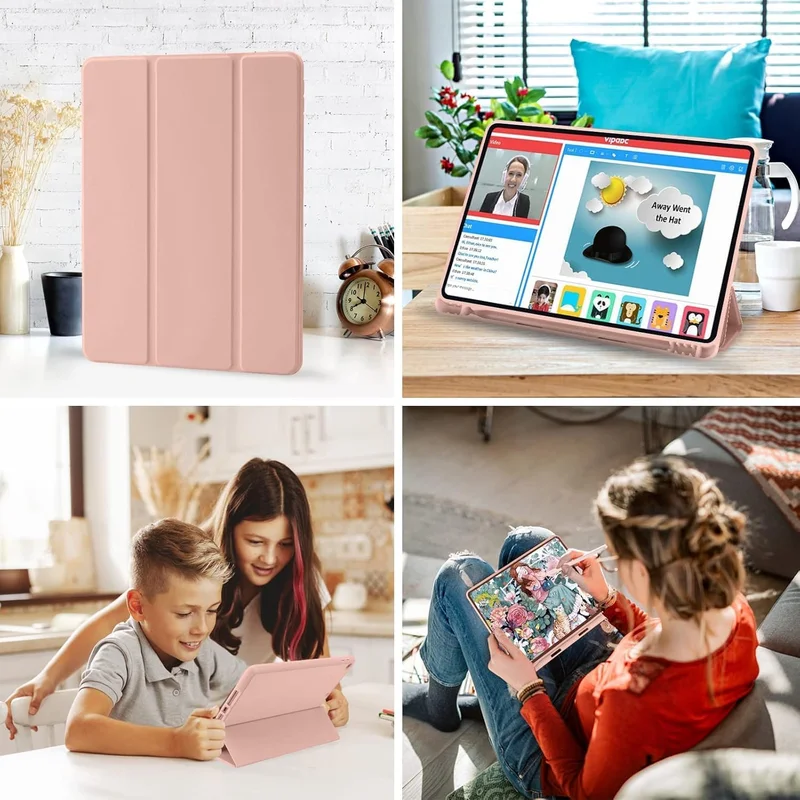Bluepeak Rose Gold iPad 10.2 Case Compatible with iPad 9th/8th/7th Generation – Trifold Stand Protective Cover with Pencil Holder, Auto Sleep/Wake, Smart Case - Rose Gold  | Best Price UAE