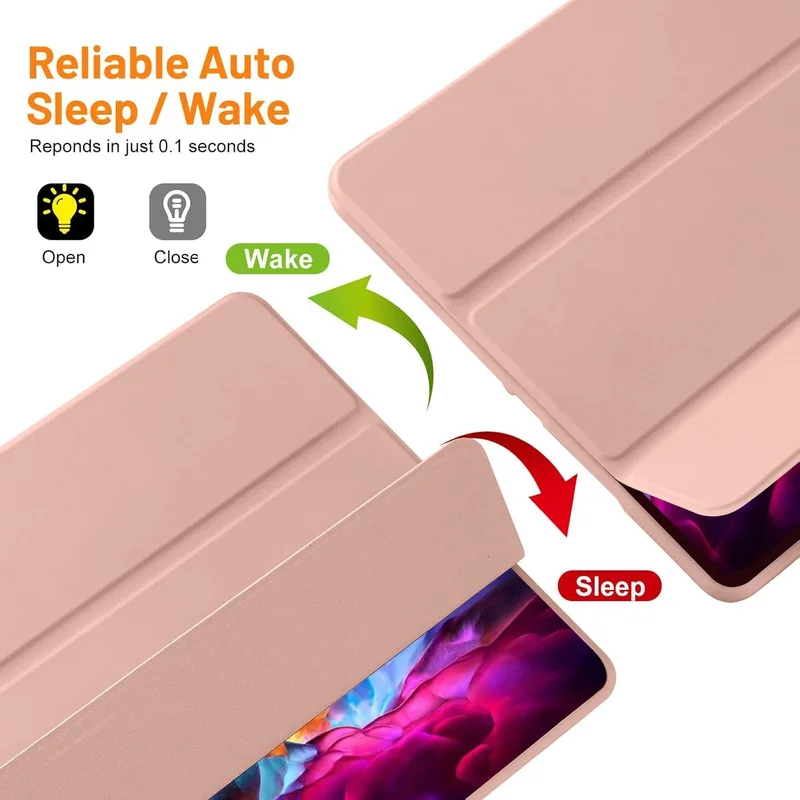 Bluepeak Rose Gold iPad 10.2 Case Compatible with iPad 9th/8th/7th Generation – Trifold Stand Protective Cover with Pencil Holder, Auto Sleep/Wake, Smart Case - Rose Gold  | Best Price UAE